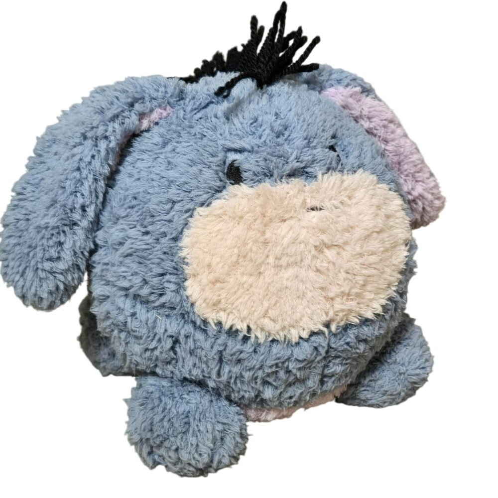 Disney Parks Round Eeyore Baby Plush Stuffed Toy w Detachable Tail Soft Cuddly